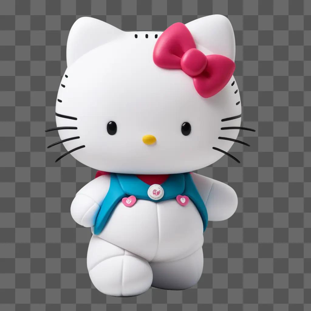 Cute Hello Kitty toy stands on a gray surface