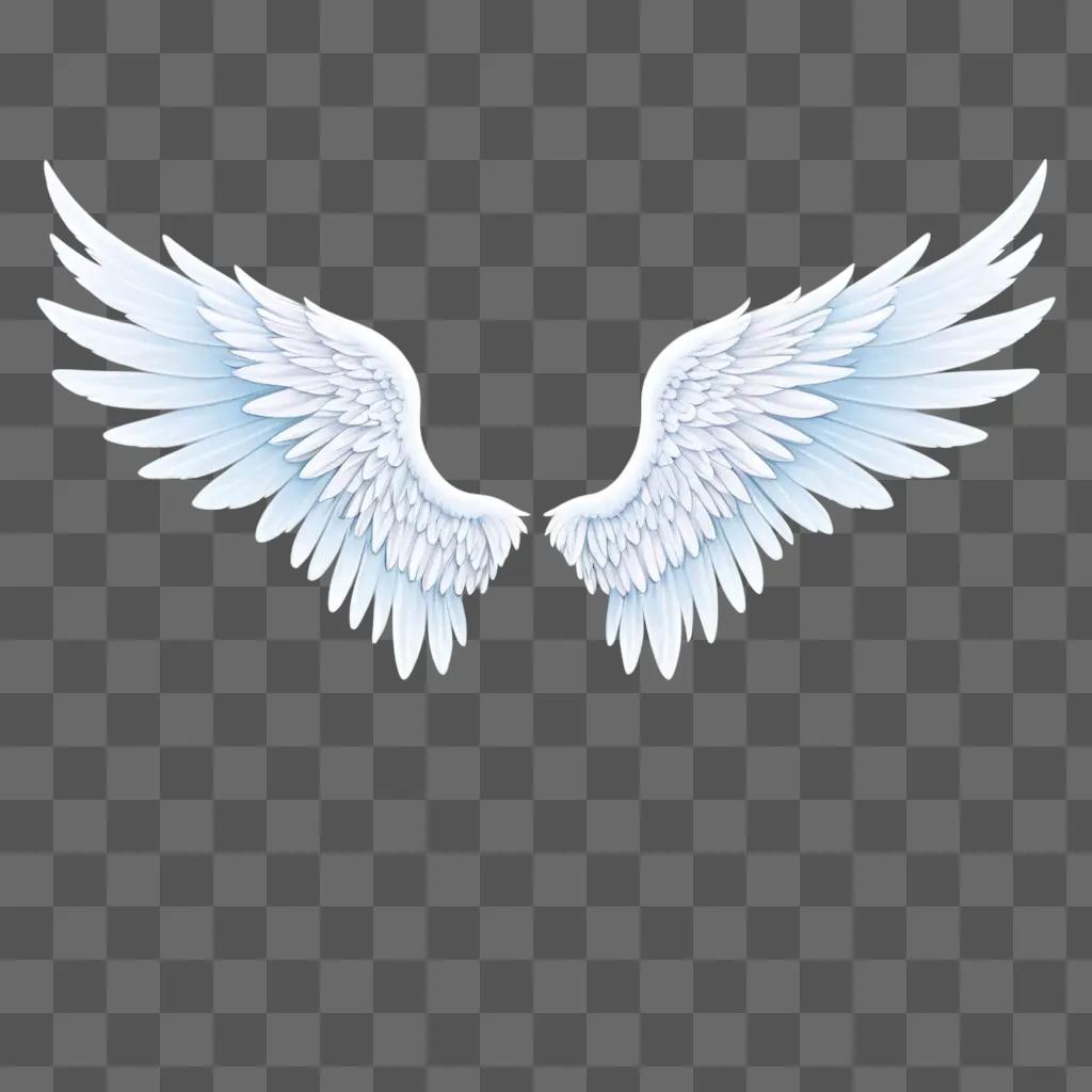 Cute angel wings drawing against a light blue background