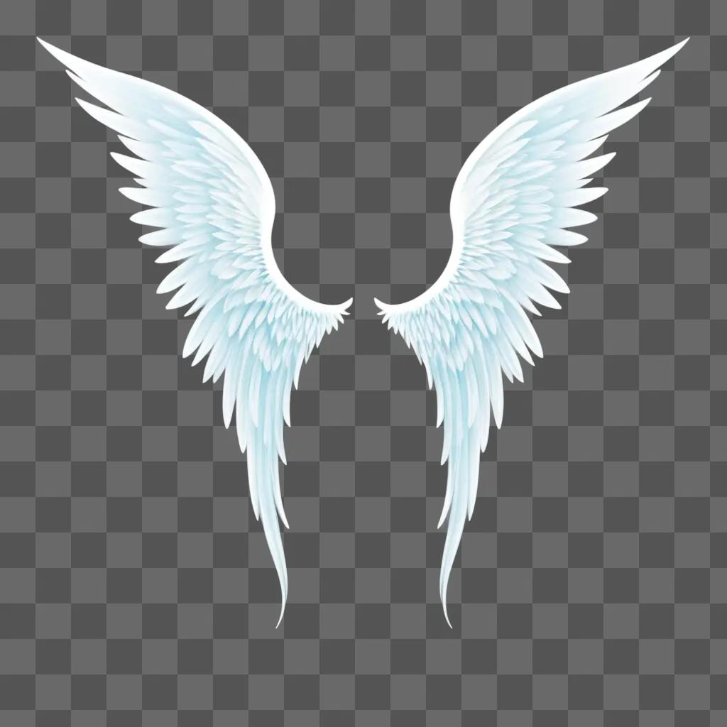 Cute angel wings drawing in white color