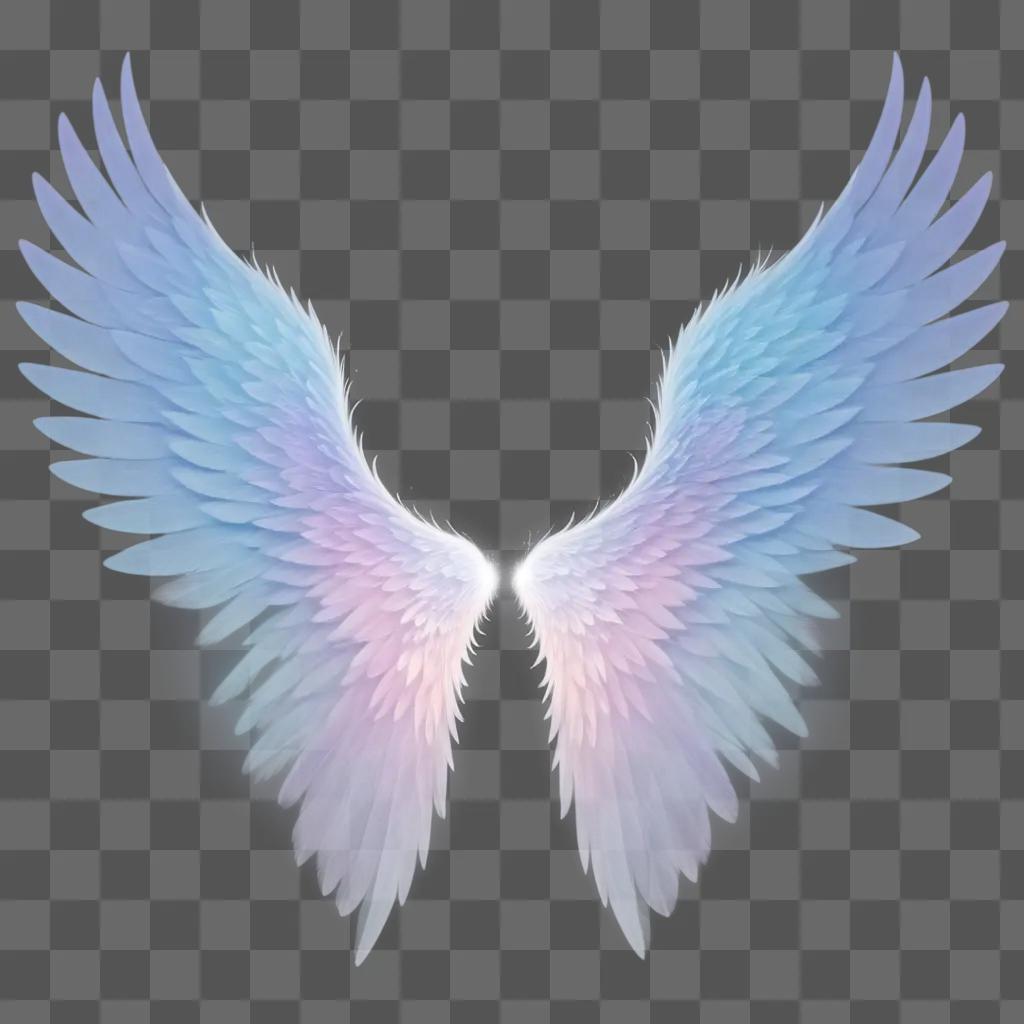 Cute angel wings drawing on a blue background