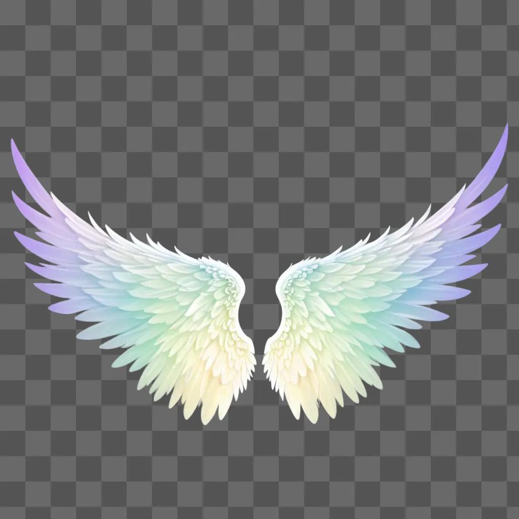 Cute angel wings drawing with multicolored feathers