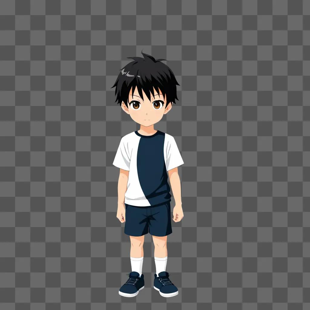 Cute anime boy standing in front of dark background