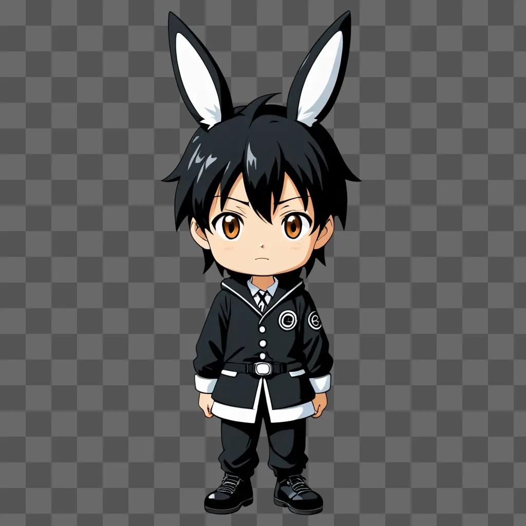 Cute anime boy with bunny ears in a suit