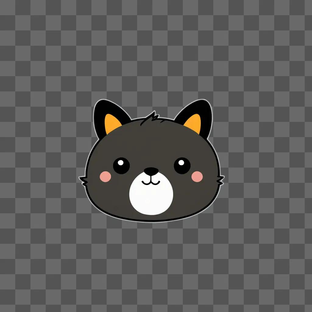 Cute black cat face on a dark background