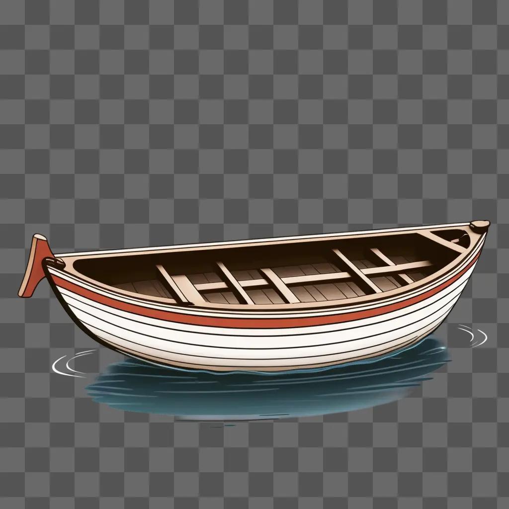 白い線で水に描くかわいいボート