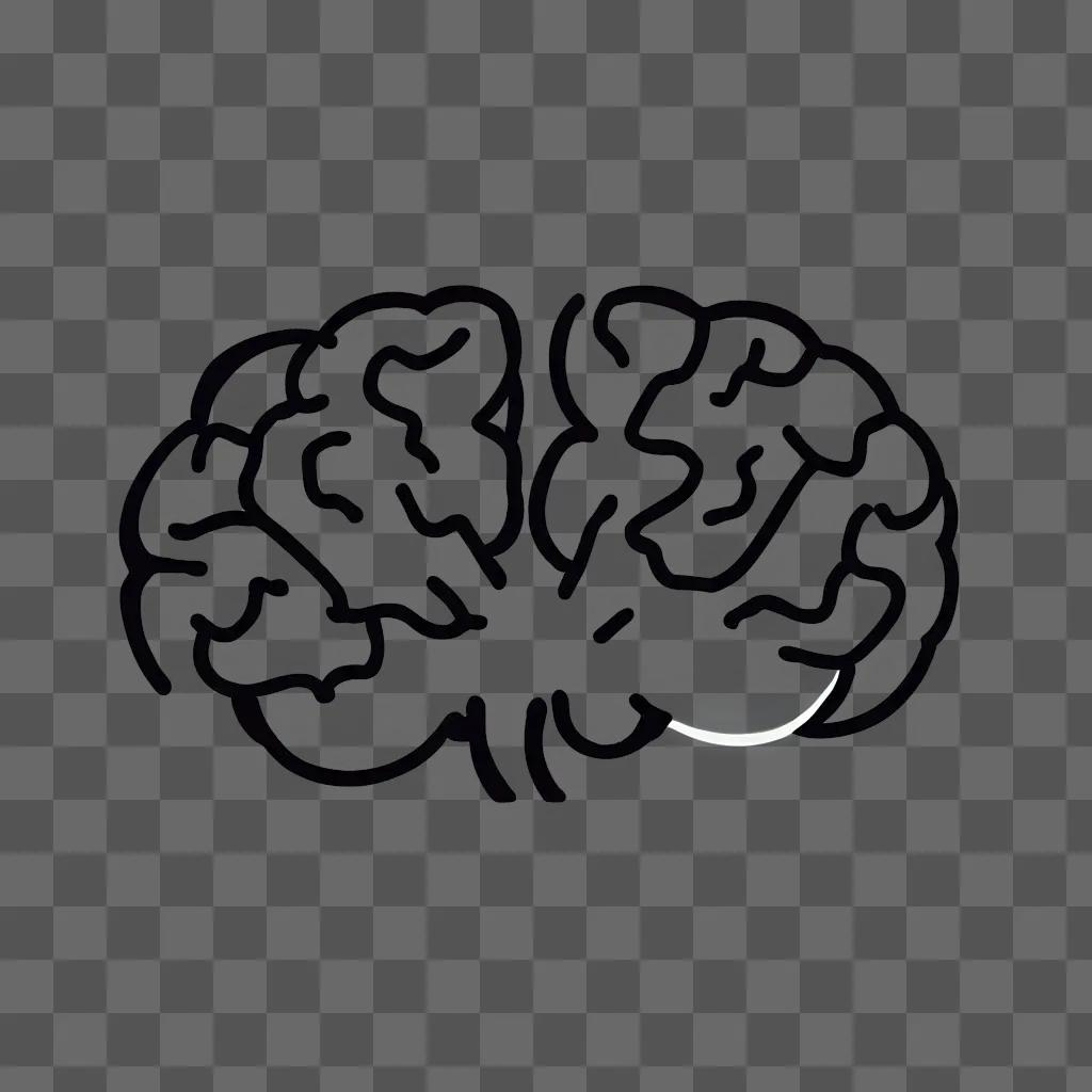 Cute brain drawing on a black background