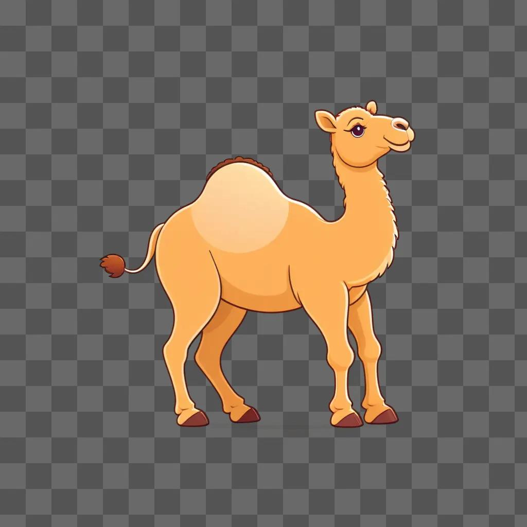 Cute camel drawing with a shadow on a brown background