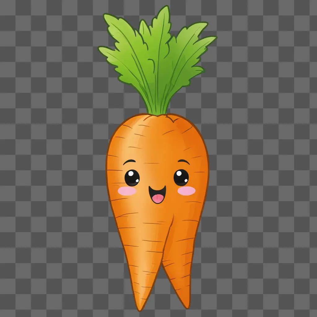 Cute carrot drawing on a yellow background