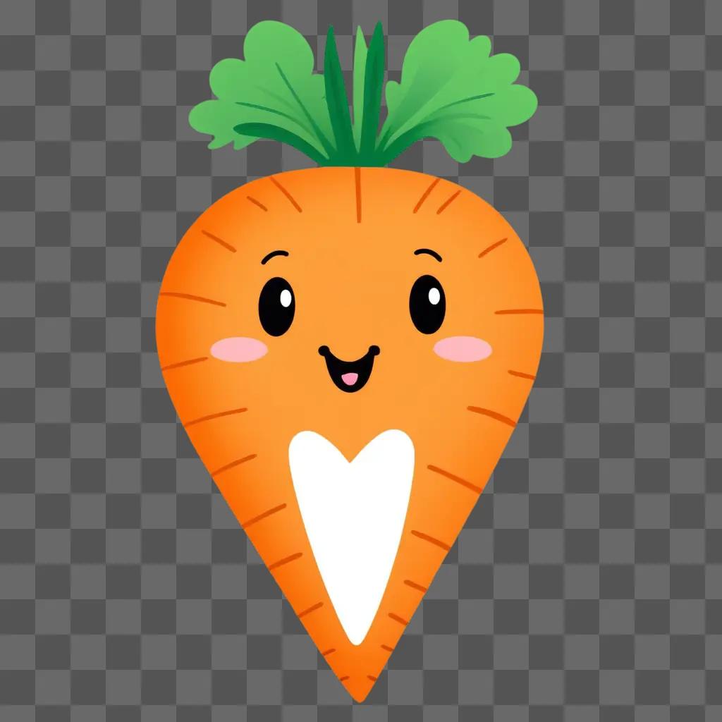 Cute carrot drawing with a smiling face and heart