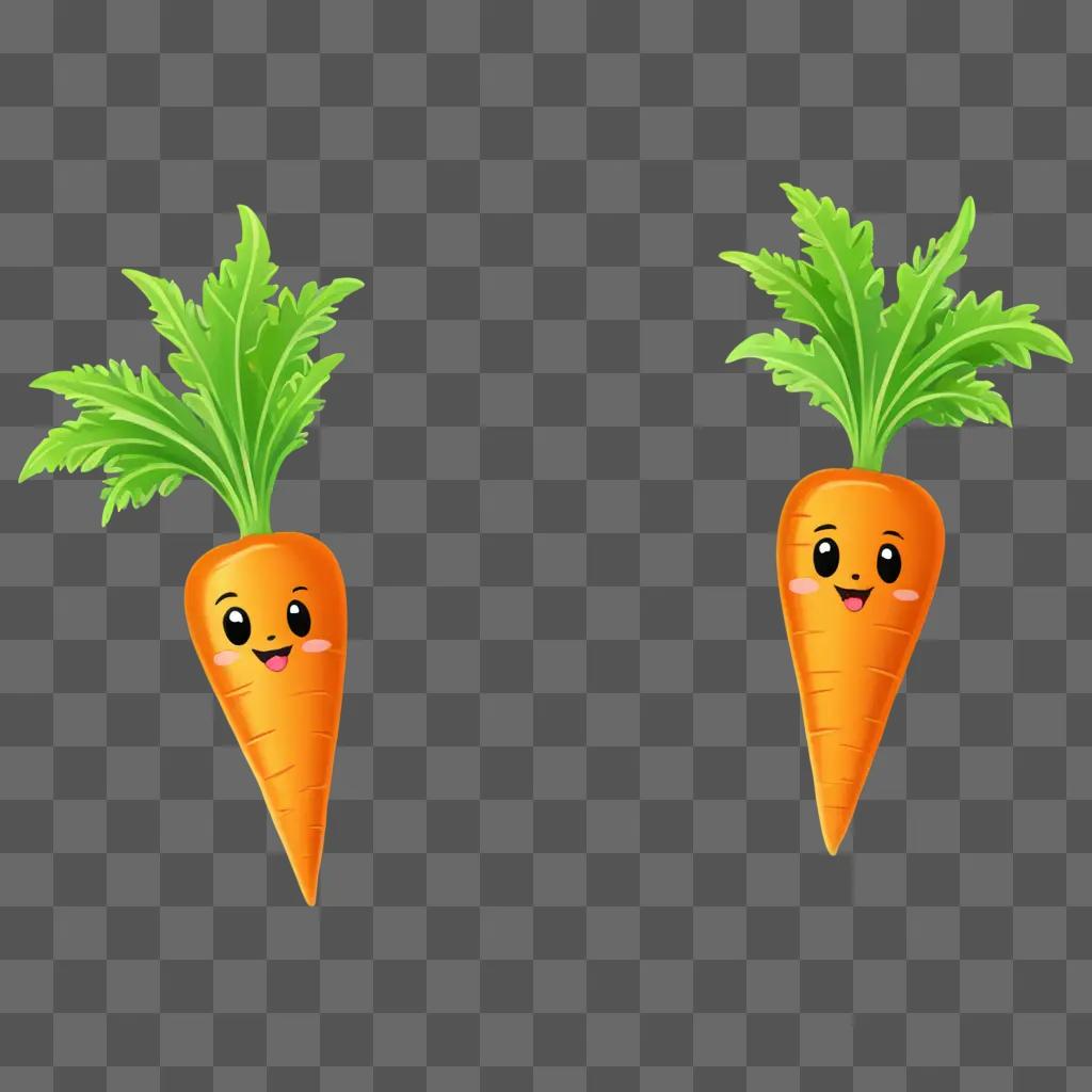 Cute cartoon carrots with smiling faces