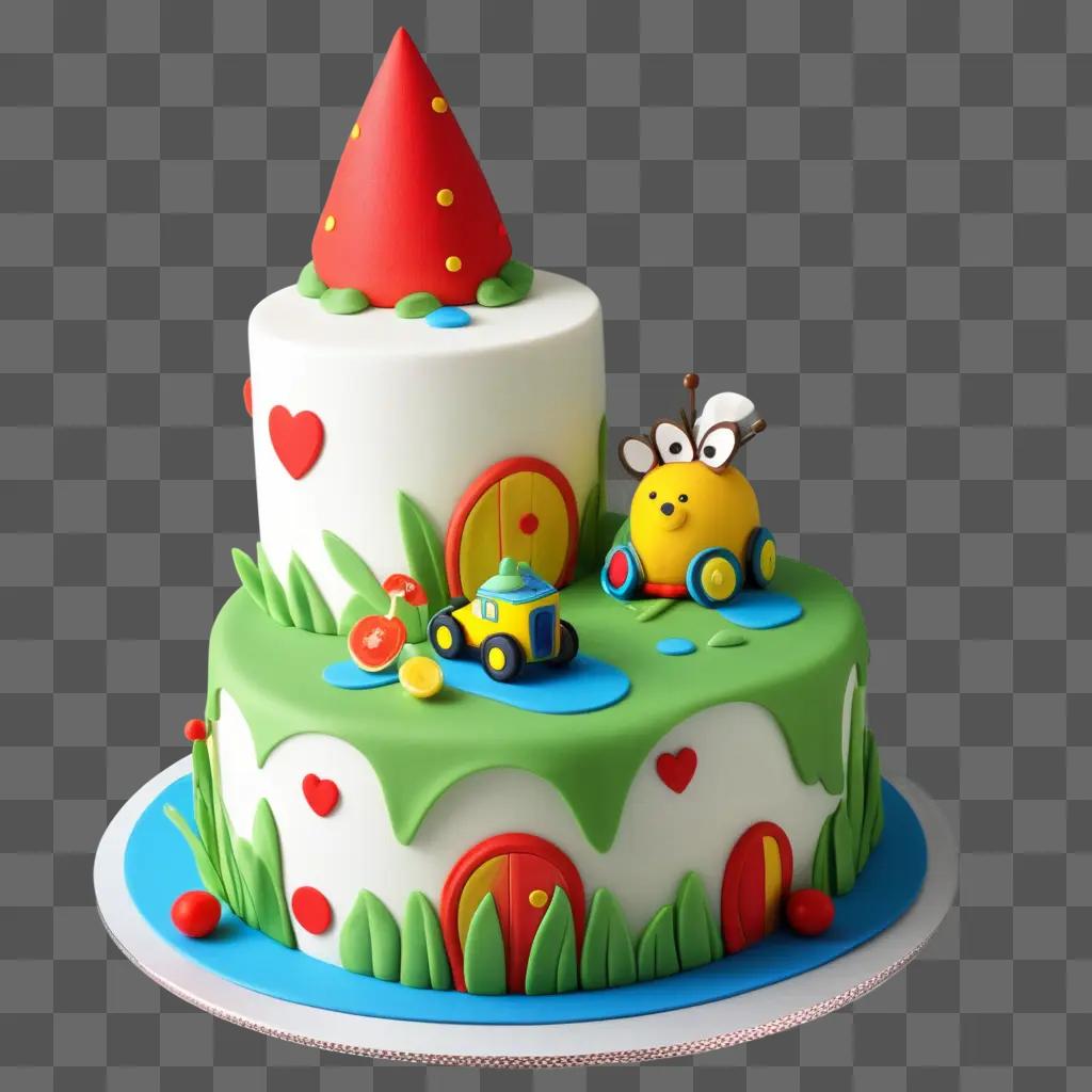 Cute cartoon drawing on a cake for kids