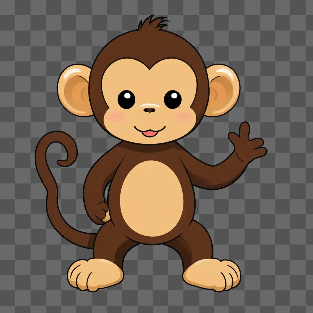 Cute cartoon monkey drawing with a big smile