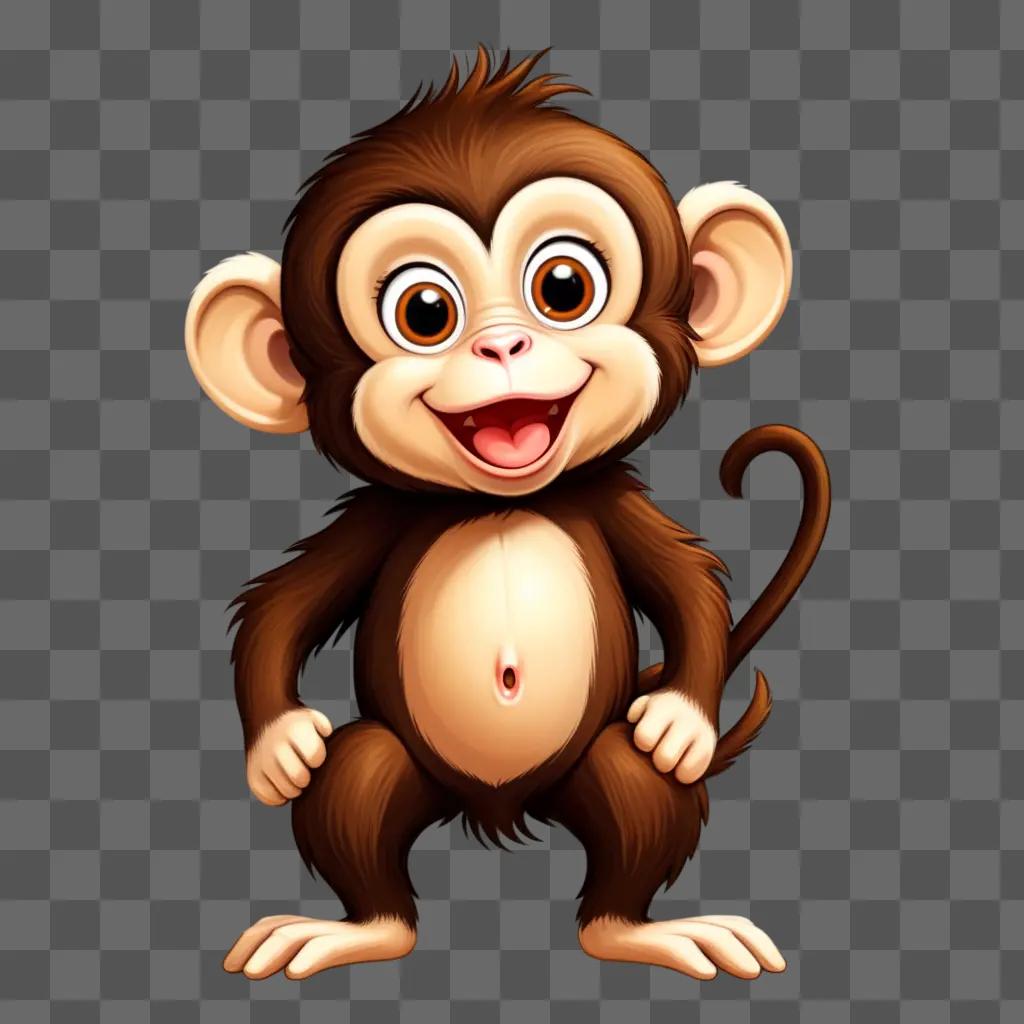 Cute cartoon monkey drawing with belly button