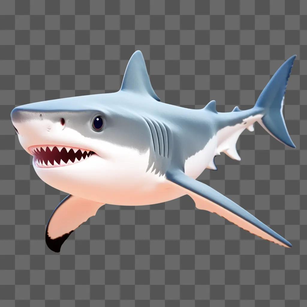 Cute cartoon shark with open mouth and big teeth