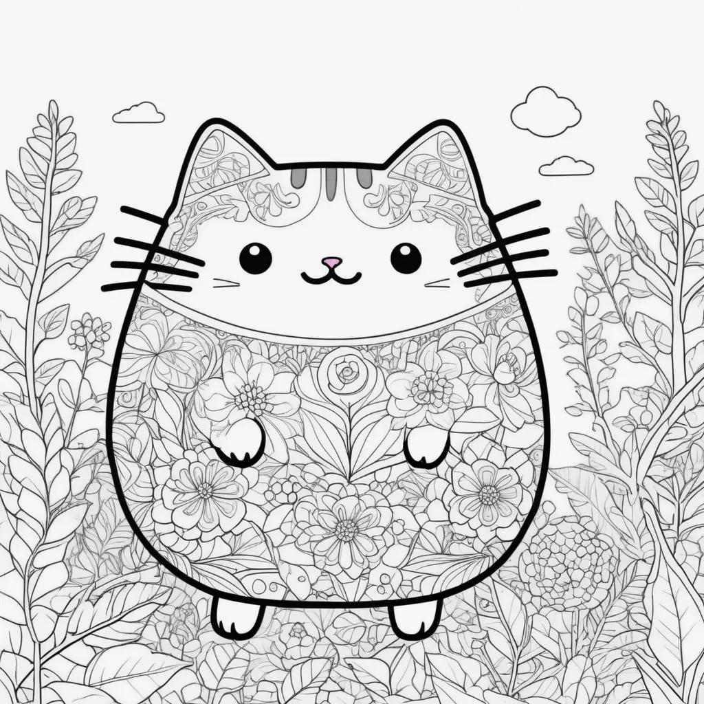 Cute cat coloring pages featuring Pusheen