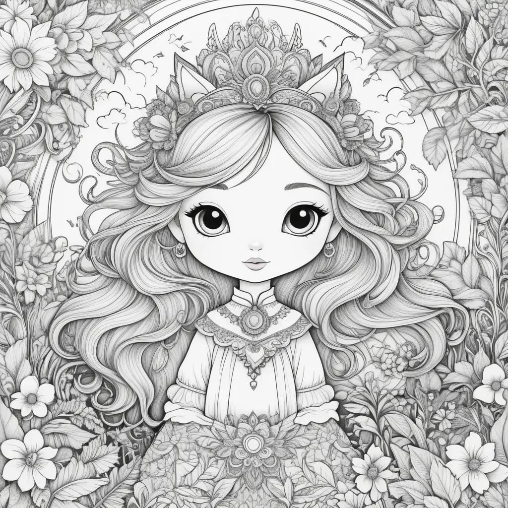 Cute coloring pages of a girl with a crown