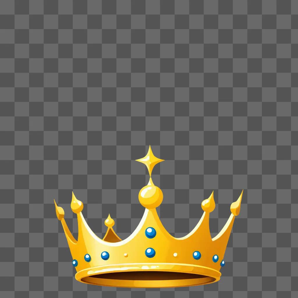 Cute crown drawing on a yellow background