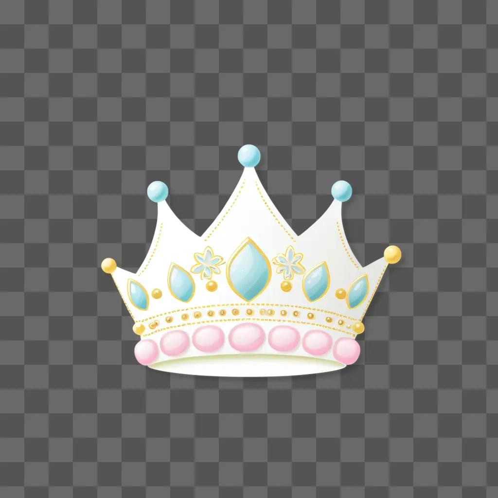 Cute crown drawing with a pink and gold color scheme