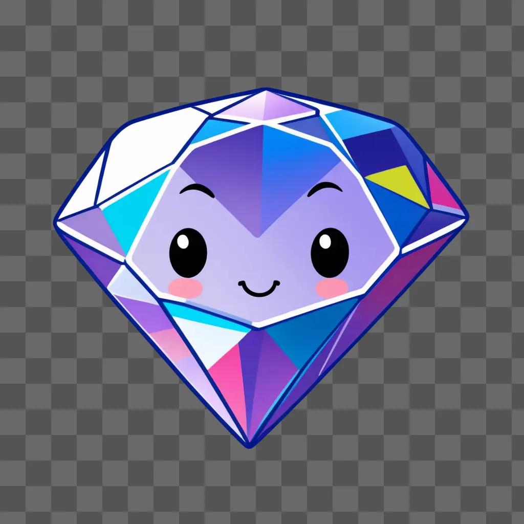 Cute diamond drawing with a happy face