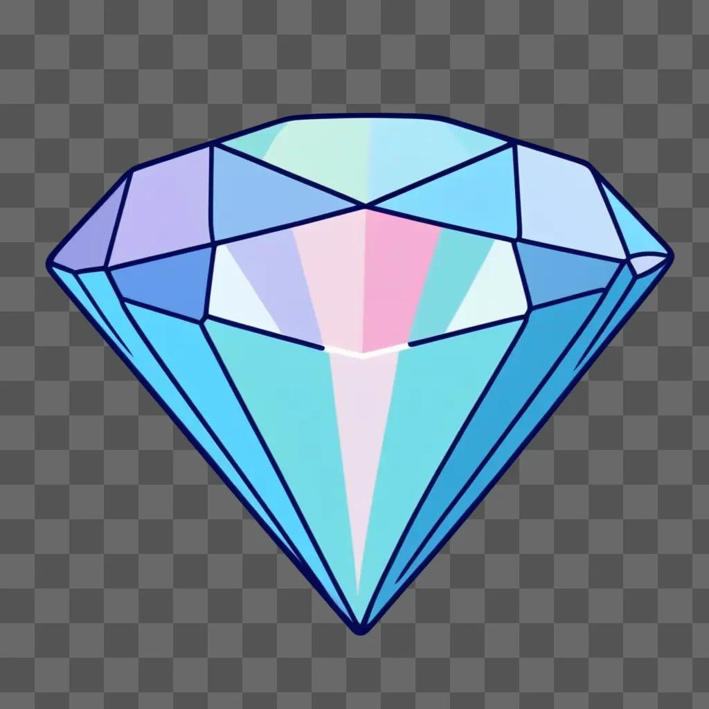 Cute diamond drawing with kawaii colors