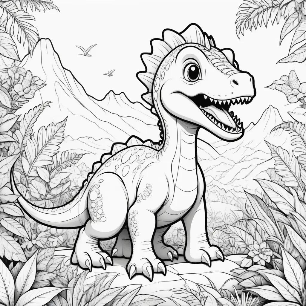 Cute dinosaur coloring pages with a smiling face