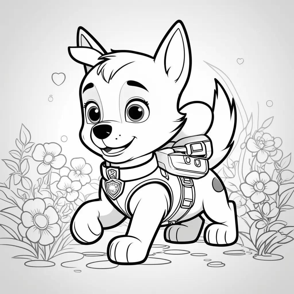 Cute dog coloring page from Paw Patrol chase