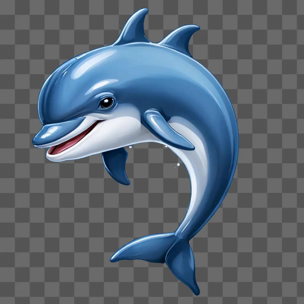 Cute dolphin drawing with blue color