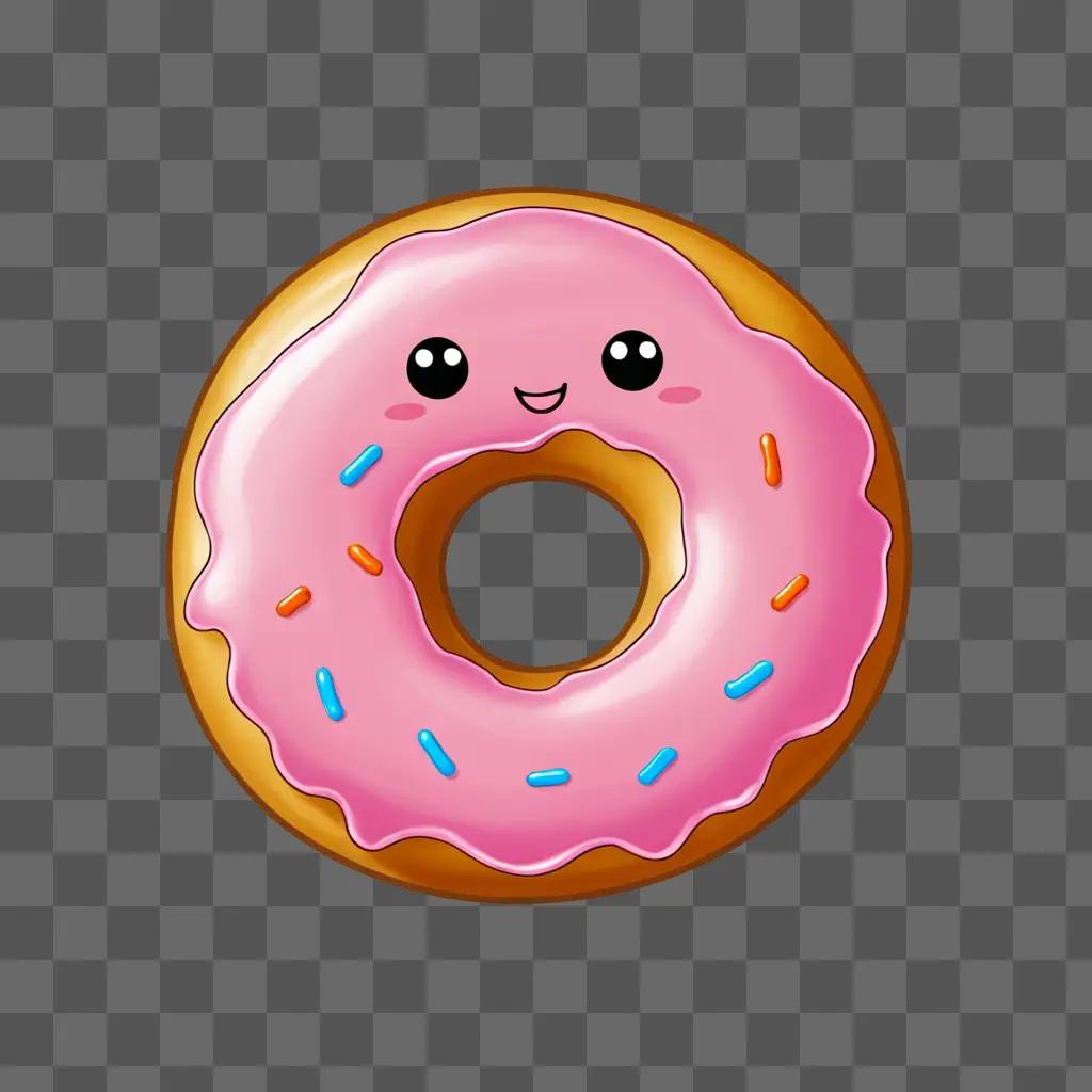 Cute donut with pink icing and sprinkles