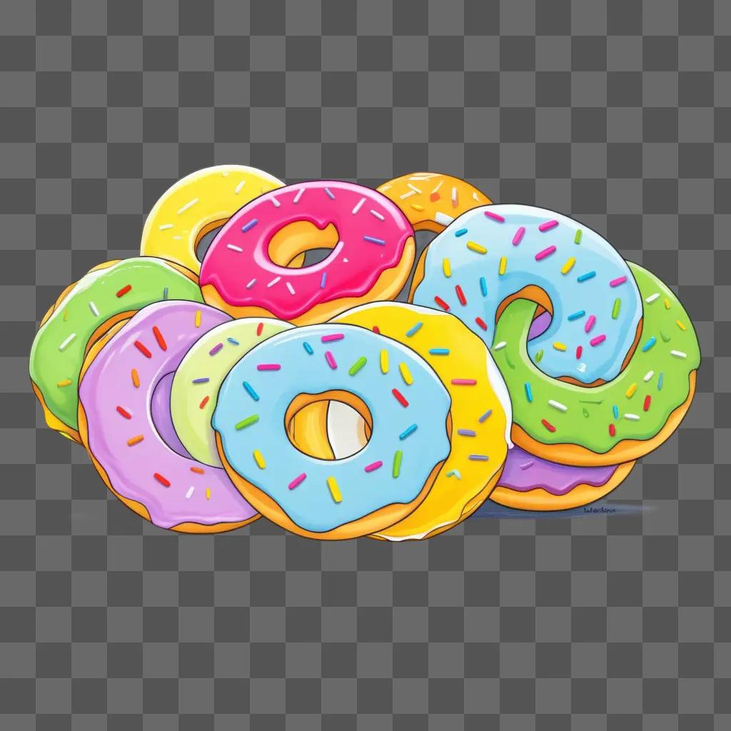 Cute donuts for kids in a colorful drawing