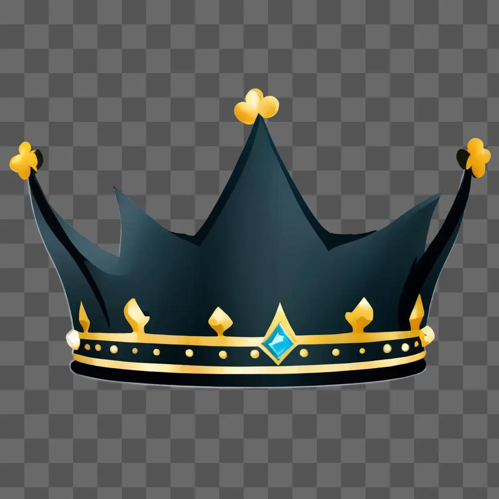 Cute drawing of a black crown with gold accents