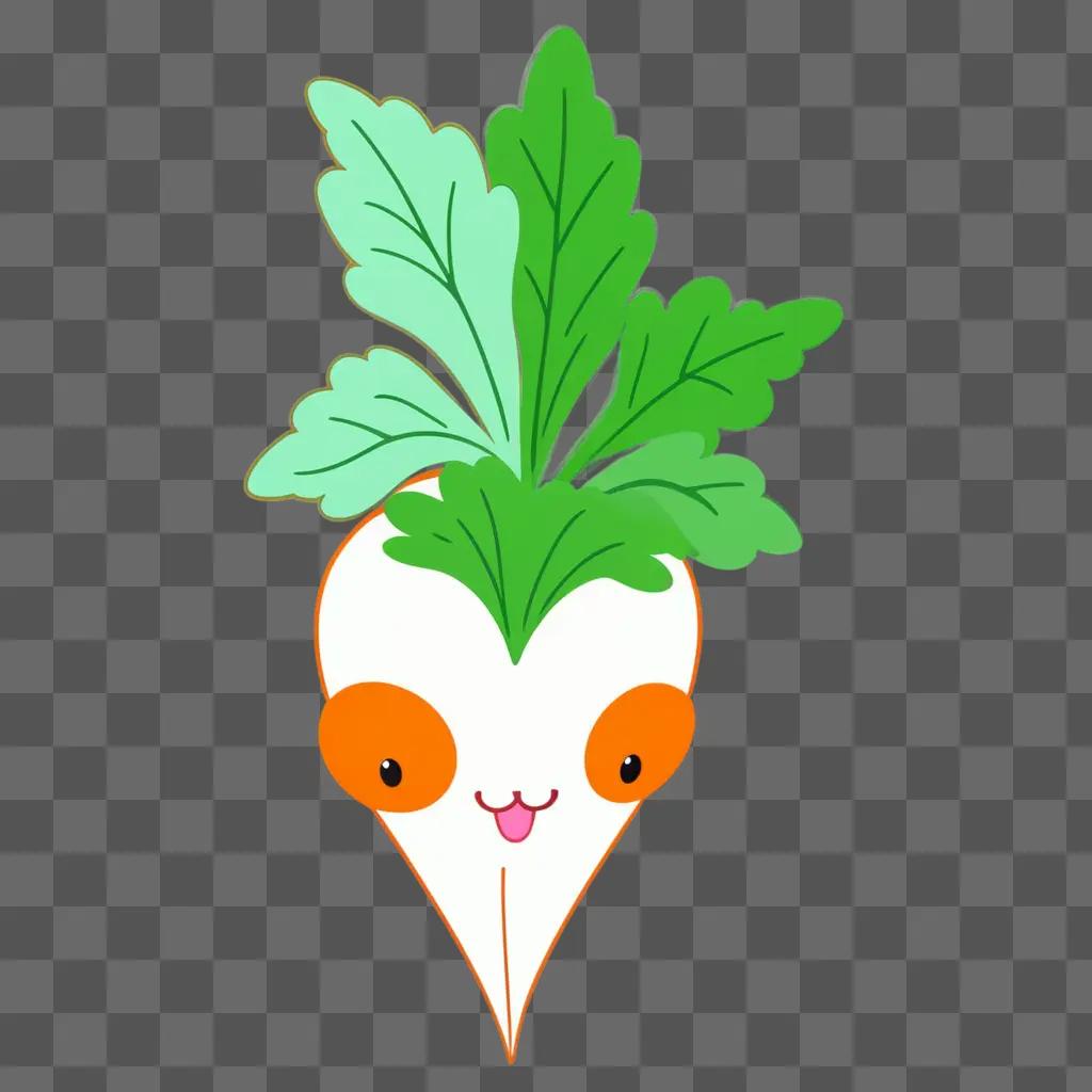 Cute drawing of a carrot with a cute face