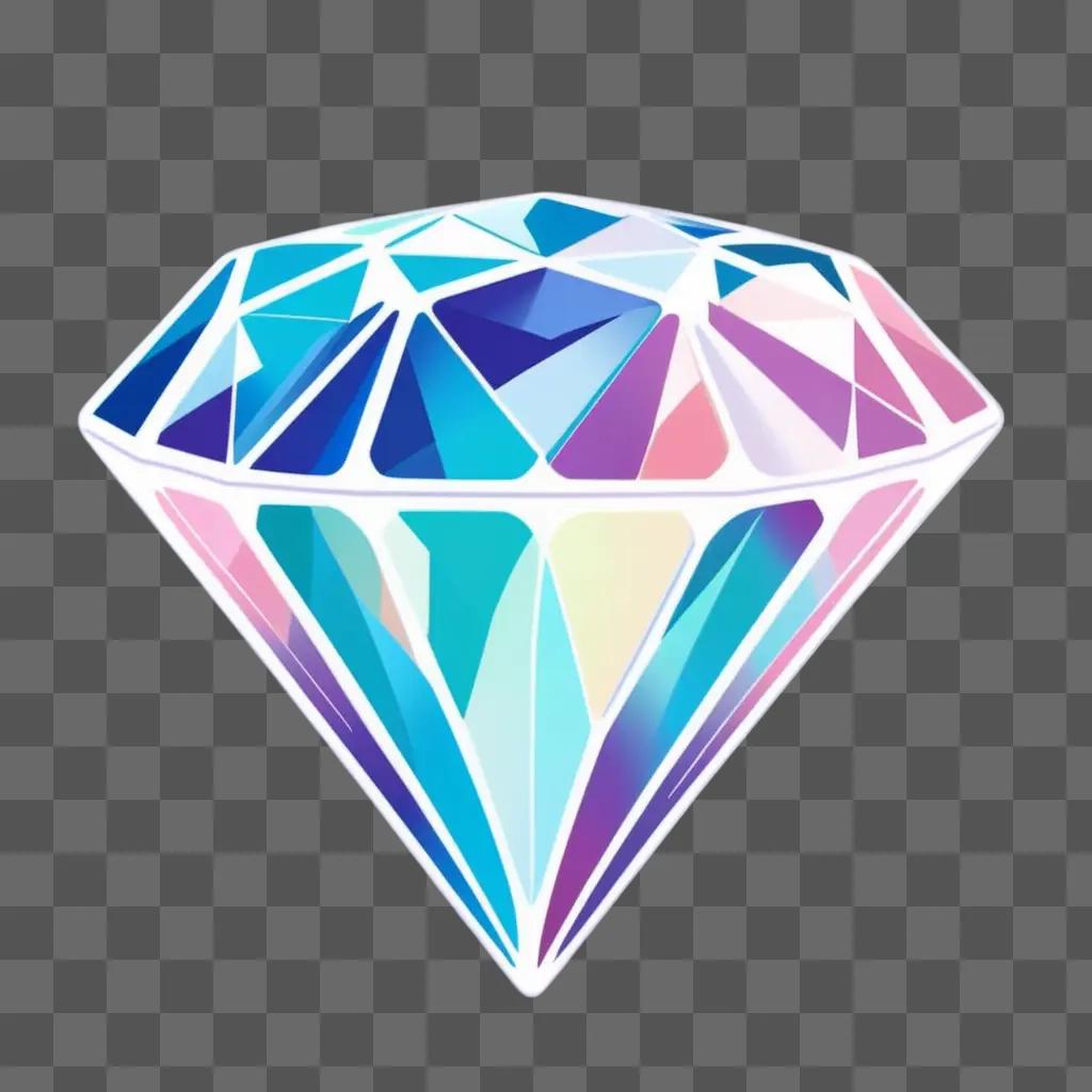 Cute drawing of a diamond with kawaii colors