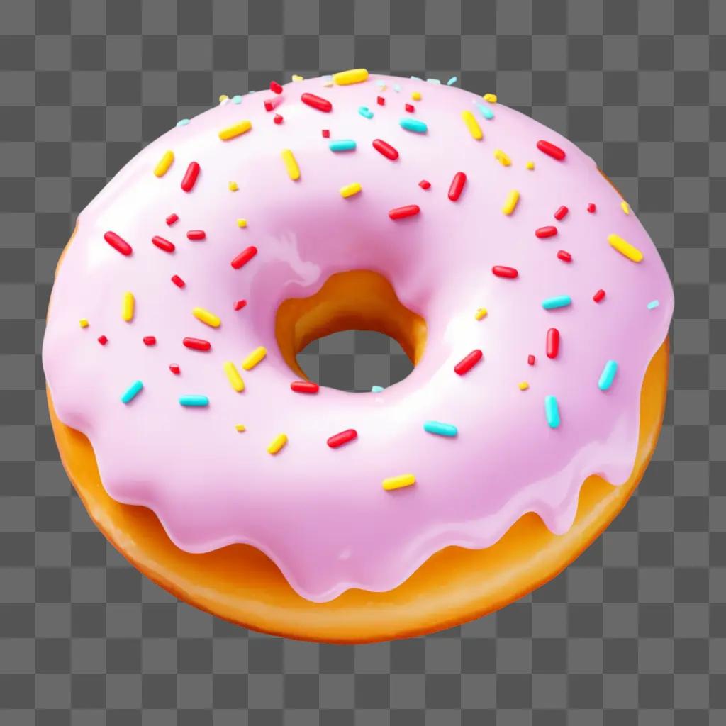 Cute drawing of a pink donut with colorful sprinkles