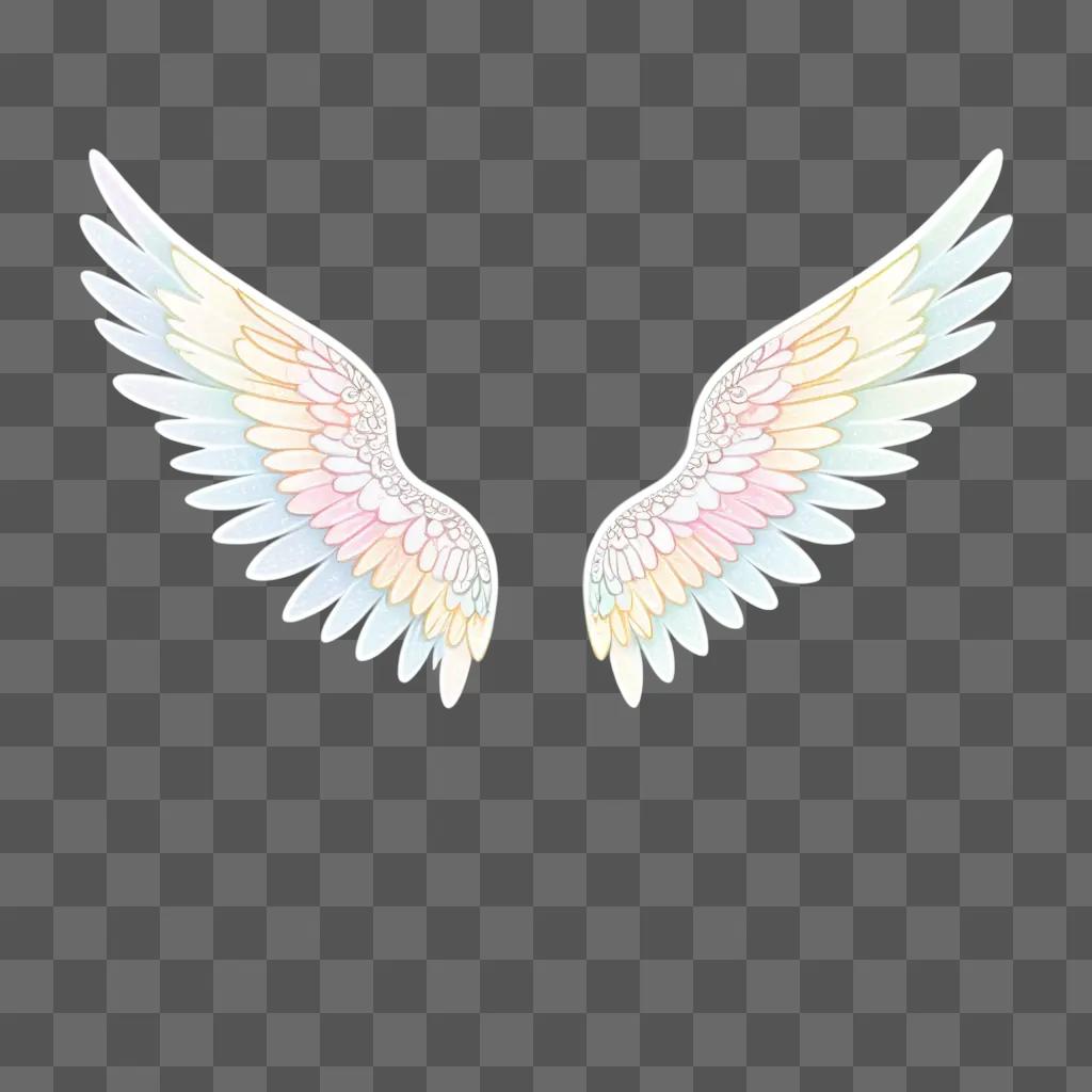 Cute drawing of angel wings against a white background