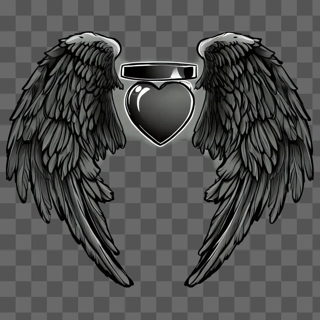 Cute drawing of angel wings and heart