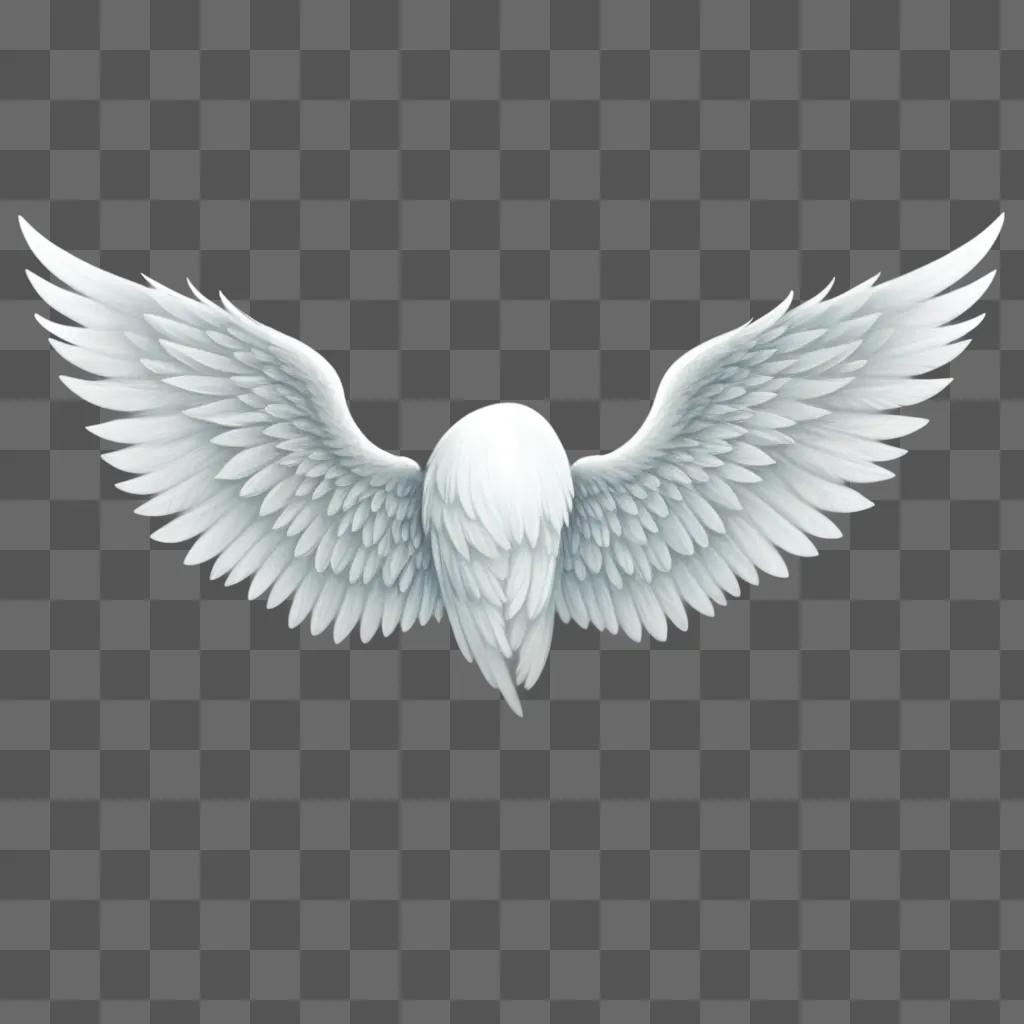 Cute drawing of angel wings on a grey background