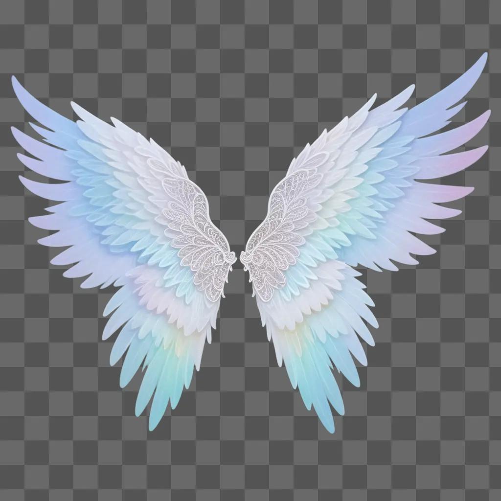 Cute drawing of angel wings with a soft, light color palette