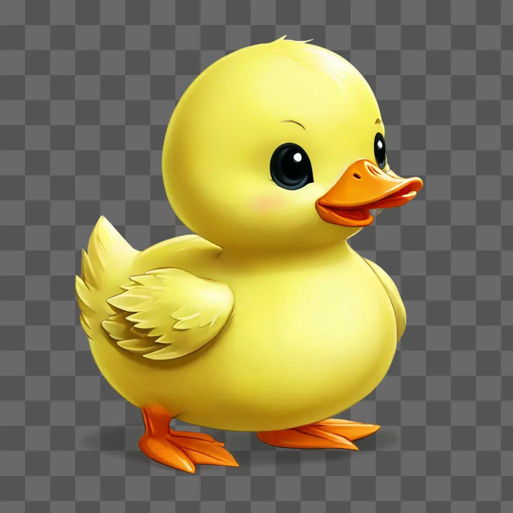 Cute duck drawing on a yellow background