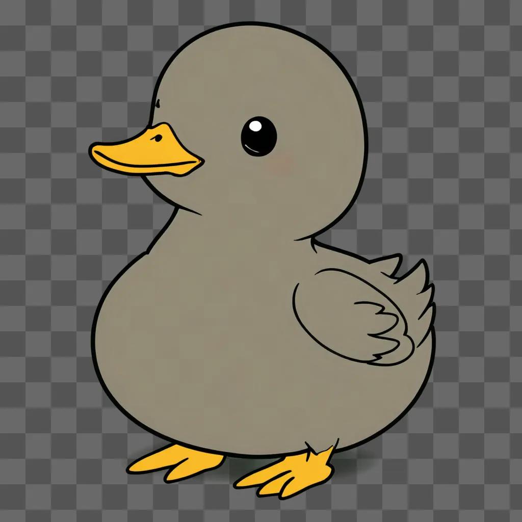 Cute duck drawing with yellow beak and black eye