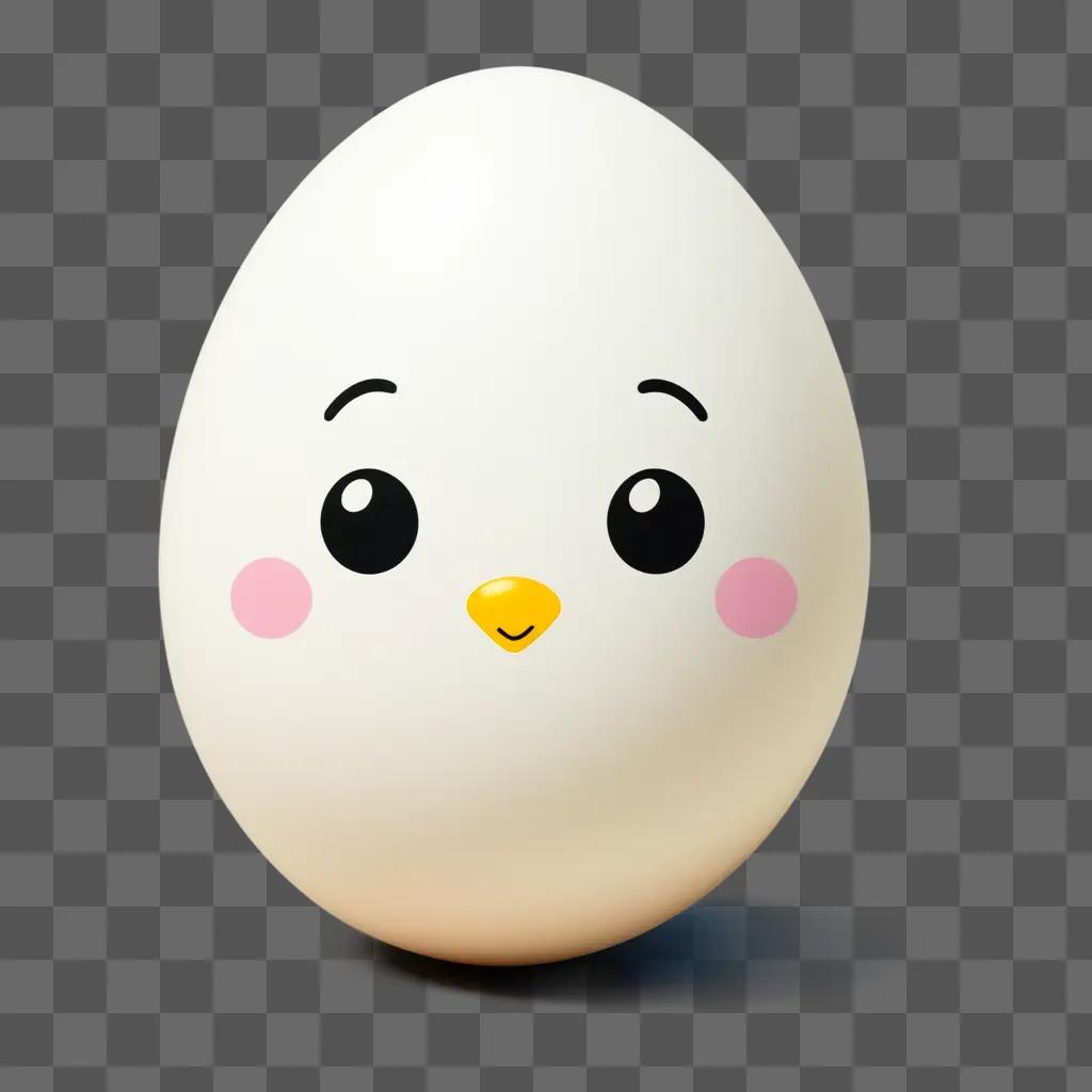 Cute egg drawing on a white background