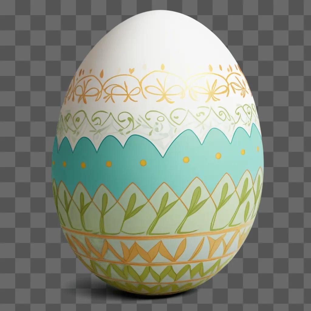 Cute egg drawing with floral and leaf designs