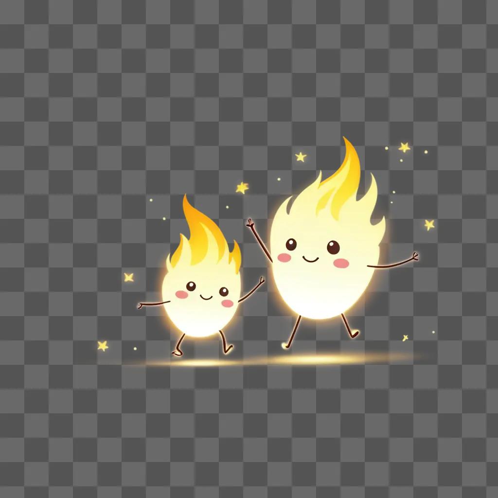 Cute fire drawing of a boy and girl