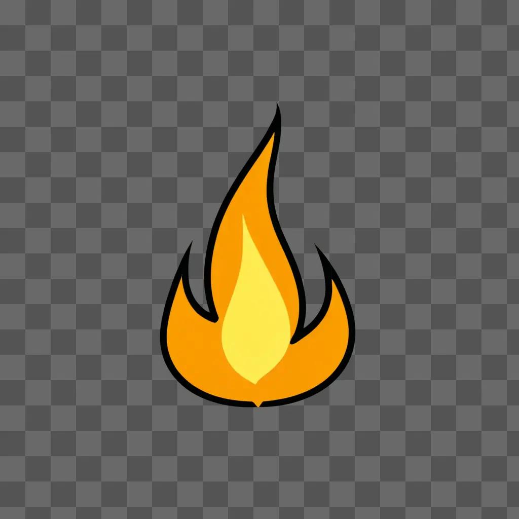 Cute fire drawing on a yellow background