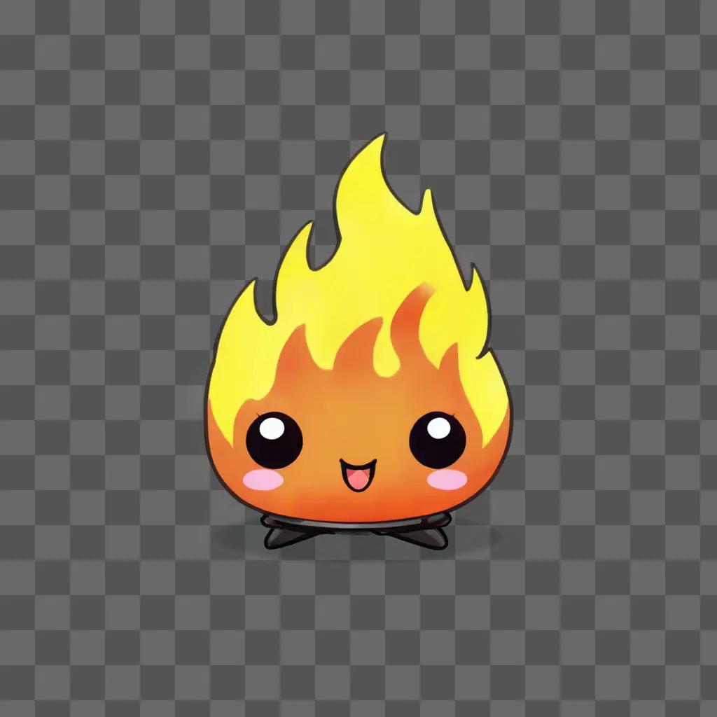 Cute fire drawing with cute face