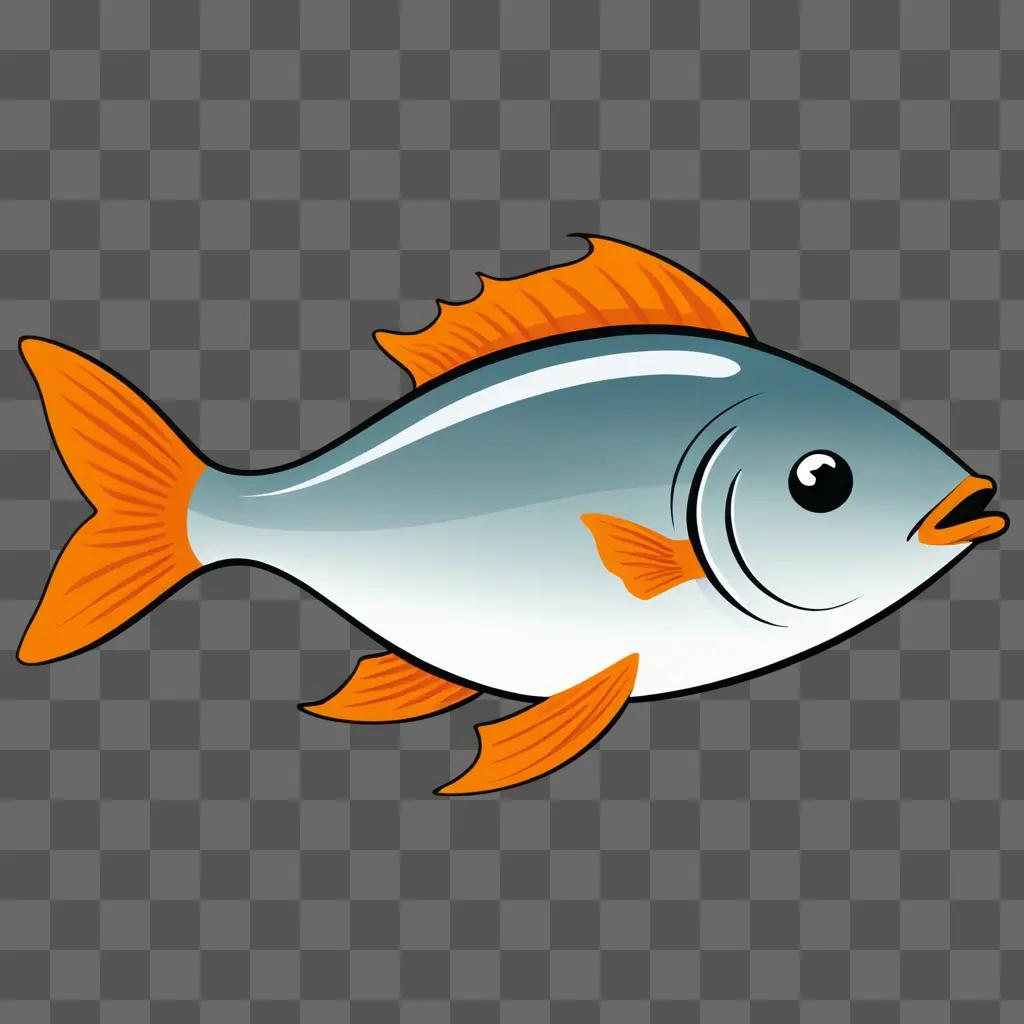 Cute fish drawing in the color of blue and orange