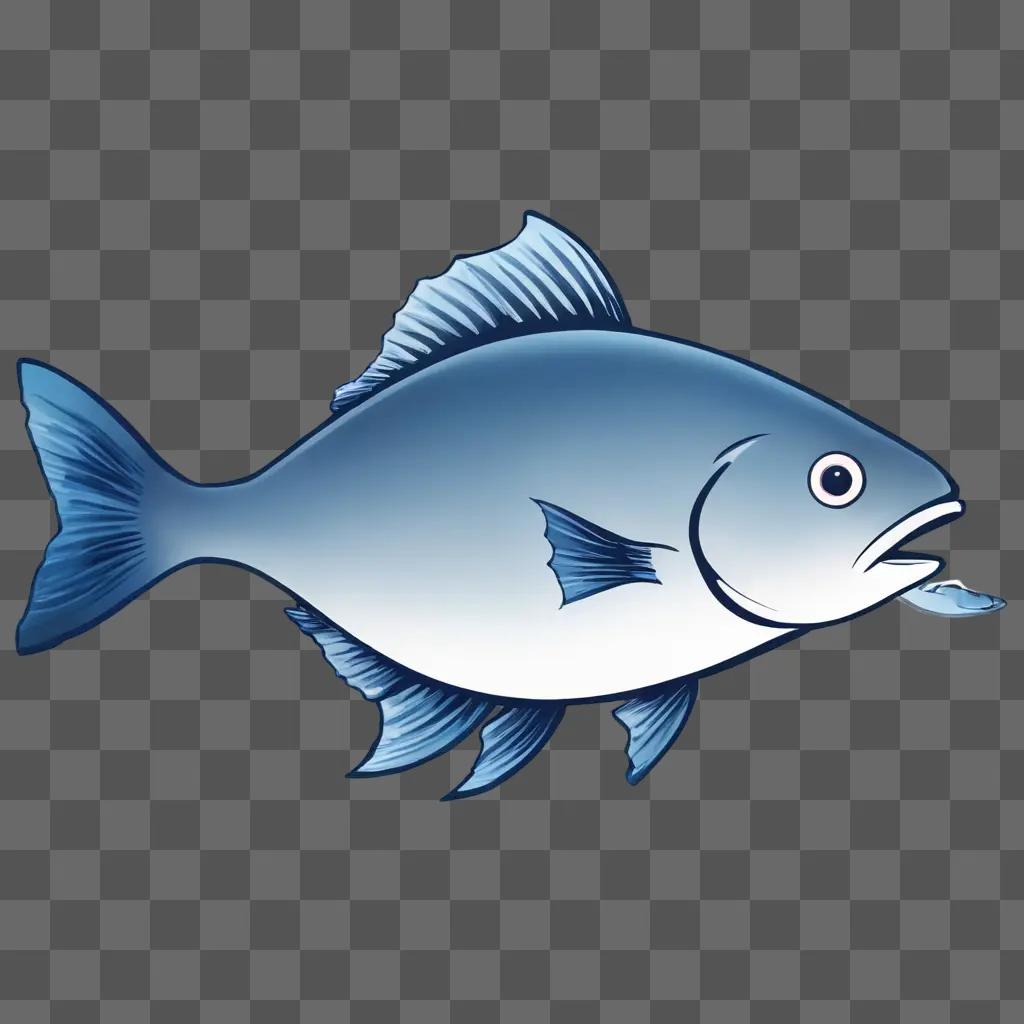 Cute fish drawing with blue color