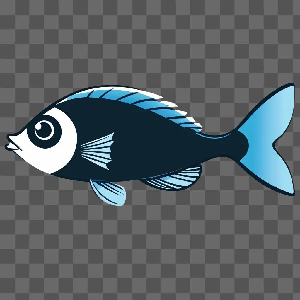 Cute fish drawing with blue tail and white body