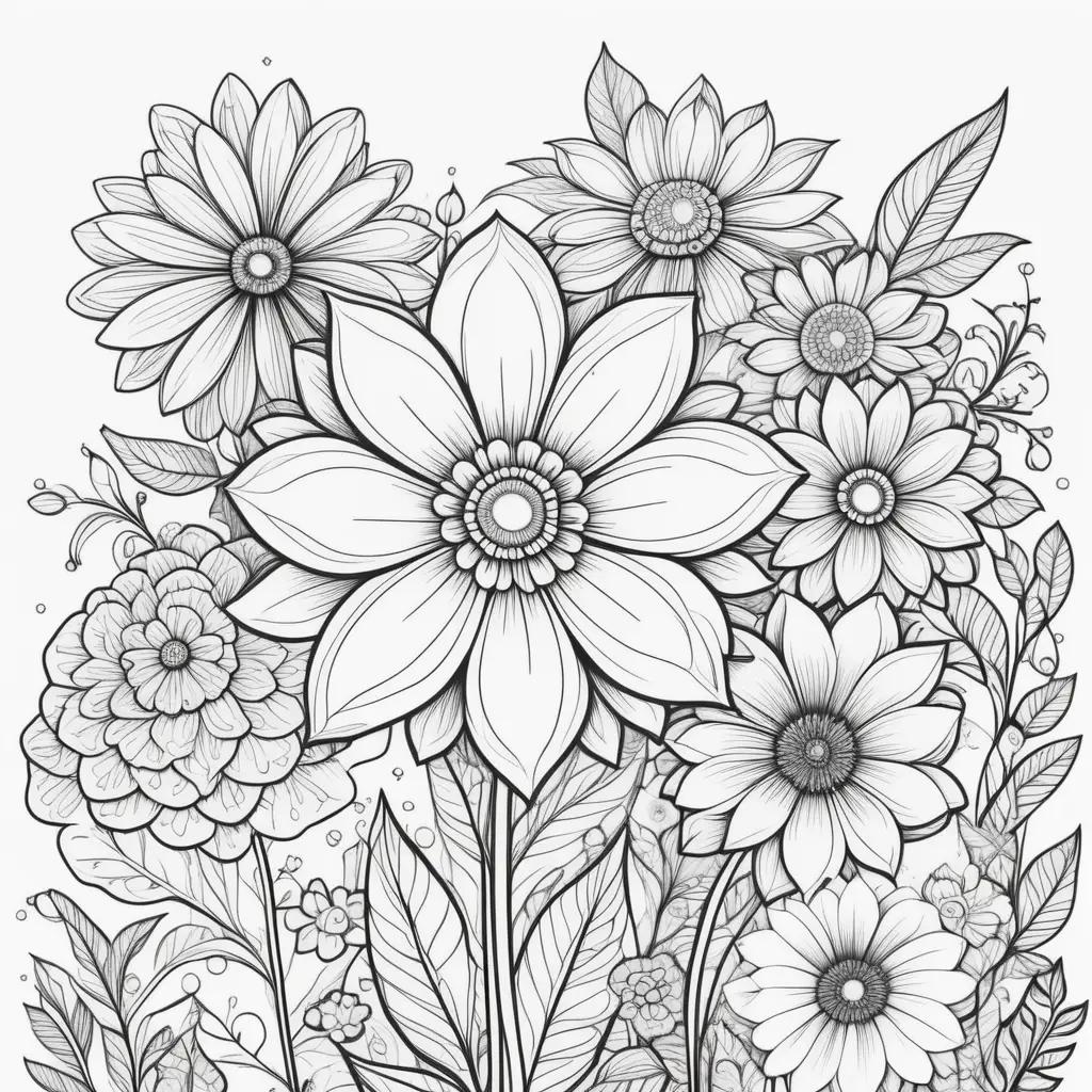 Cute flower coloring pages for adults and kids