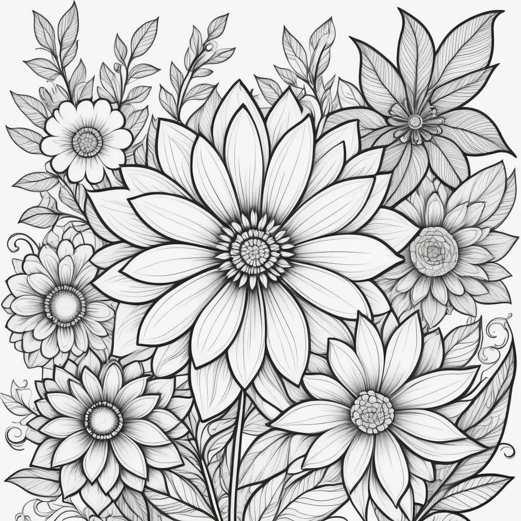 Cute flower coloring pages for adults and kids