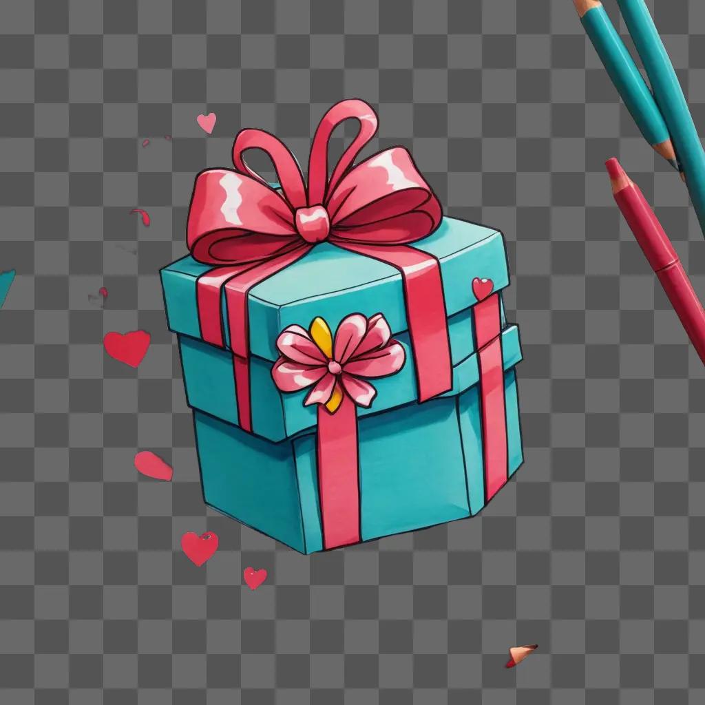 Cute gift drawing with kawaii bow